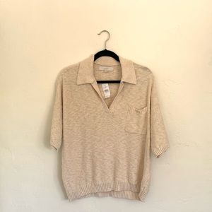 Short sleeved cream sweater